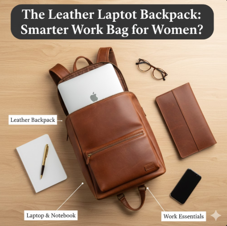 Leather Laptop Backpack for Women