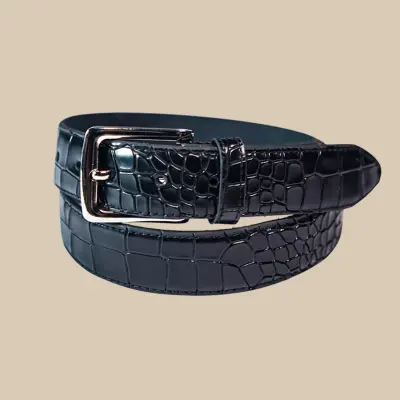 Crocodile Pattern Leather Belt