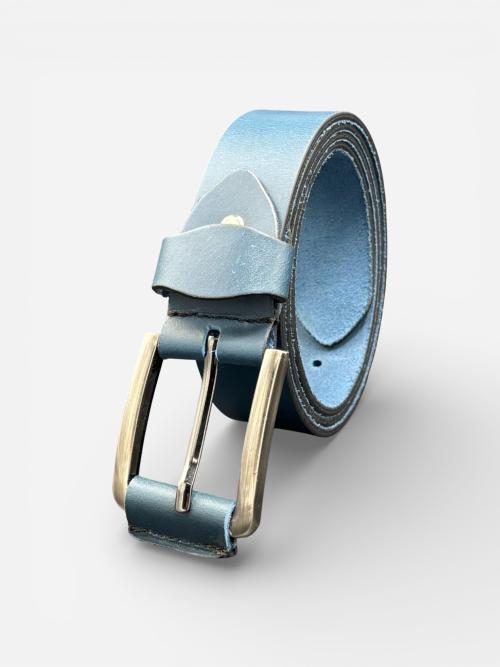 Men's Navy Blue Leather Belt