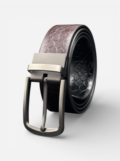 Men's Reversible Black & Brown Cowhide Leather Belt