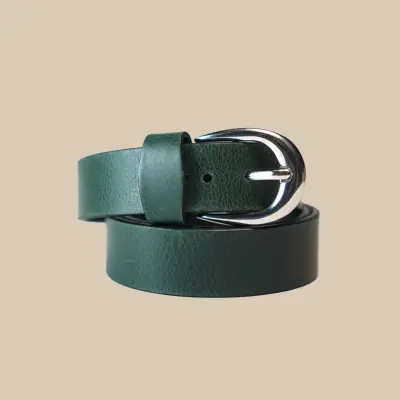 Forest Green Leather Belt